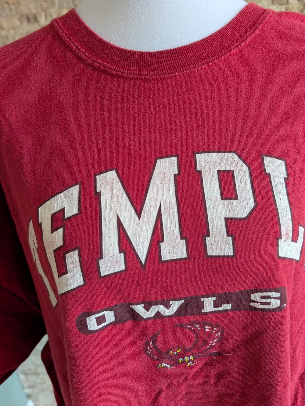 90s Vintage Temple University Owls Football 100% Cotton Tee Shirt 2XL Collegiate image 3